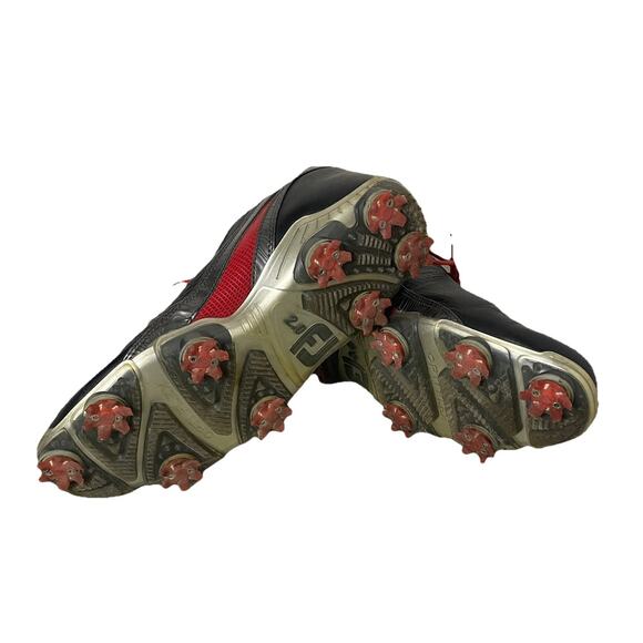 Footjoy Mens Sz 9.5 DNA 2.0 53385 Black Leather Lace Up Golf Shoes Soft Spikes - Picture 11 of 16